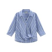 Gestreepte katoenen blouse voor vrouwen Woolrich , Blue , Dames