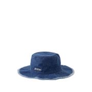Blauwe Denim Artisjok Bucket Hat Jacquemus , Blue , Unisex