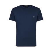 Katoenen T-shirt met Adelaar Logo Emporio Armani , Blue , Heren