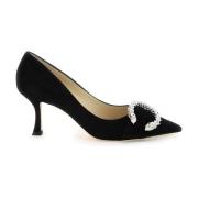 Melva 70 Suede Pumps met Kristallen Gesp Jimmy Choo , Black , Dames