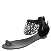 Pre-owned Leather flats Giuseppe Zanotti Pre-owned , Black , Dames