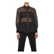 Zwarte Organza Shirt Nenette , Black , Dames