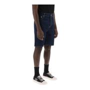 Donker gewassen denim shorts met contraststiksels Kenzo , Blue , Heren