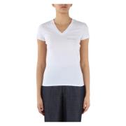 Katoenen V-hals T-shirt met geborduurd logo Armani Exchange , White , ...