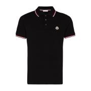Klassiek Zwart Polo Shirt met Logo Moncler , Black , Heren