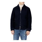 Blauwe Klassieke Rits Jas Selected Homme , Blue , Heren