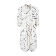 Tijdloze Midi Jurk met All-Over Print Peserico , White , Dames