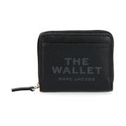 Zwarte Leren Mini Compact Portemonnee Marc Jacobs , Black , Dames