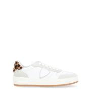 Witte Leren Sneaker met Dierenprint Philippe Model , White , Dames