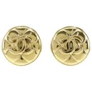 Pre-owned Metal earrings Chanel Vintage , Yellow , Dames