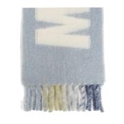 Wollen sjaal met logo Marni , Blue , Dames