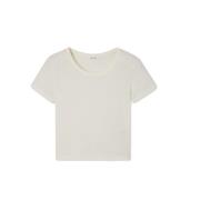 Korte Mouw Ronde Hals Katoenen T-Shirt - Wit American Vintage , White ...