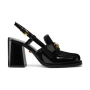 Zwarte sandalen met hak en kristallen versiering Versace , Black , Dam...