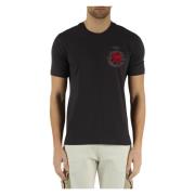 Katoenen T-shirt met Voorlogo Borduursel Aeronautica Militare , Black ...