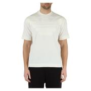 T-shirt van zwaar katoen met bedrukt logo Emporio Armani , White , Her...