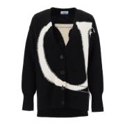 Maxi OW Logo Wollen Cardigan Off White , Black , Dames