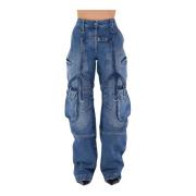 Cargo Jeans Off White , Blue , Dames