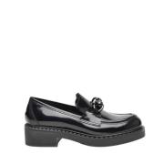 Zwarte Leren Mocassin Rotta , Black , Dames