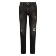 Versleten Slim Fit Jeans Dolce & Gabbana , Gray , Heren