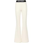 Flare Sweatpants met Logo Tape Palm Angels , Beige , Dames