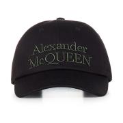 Zwarte militair groene geborduurde hoed Alexander McQueen , Black , He...