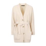 Beige Cardigan in Medium Lengte van Wol Viscose en Kasjmier Max Mara W...