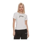 Handtekening Logo T-Shirt - Stretch Pasvorm, Korte Mouwen Guess , Whit...