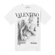 Wit Katoenen T-Shirt met Logo Print Valentino , White , Heren