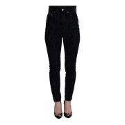 Leopard Print Skinny Jeans Dolce & Gabbana , Black , Dames