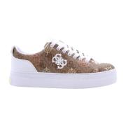 Stijlvolle Wouwou Sneaker Vrouwen Statement Guess , Beige , Dames