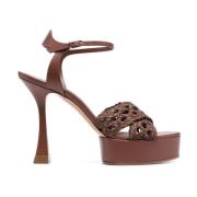 Versilia Rum Hoge Hak Sandalen Casadei , Brown , Dames