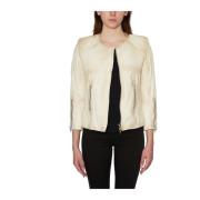 Leren jas met rits S.w.o.r.d 6.6.44 , Beige , Dames