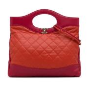 Pre-owned Leather handbags Chanel Vintage , Orange , Dames