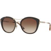 Leather Check Sunglasses Burberry , Brown , Dames