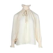 Pre-owned Silk tops Celine Vintage , White , Dames