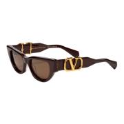 V - DUE Sunglasses in Bordeaux Yellow Gold/Dark Brown Valentino , Brow...