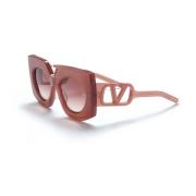 V - Soul Sunglasses in Pink White Gold/Pink Shaded Valentino , Pink , ...
