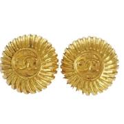 Pre-owned Metal earrings Chanel Vintage , Yellow , Dames