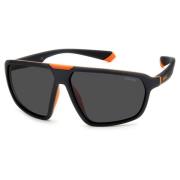 Matte Black Orange Sunglasses Polaroid , Black , Unisex