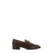 Bruine leren loafers met metalen kettingdetail Tod's , Brown , Dames