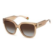 Beige Havana/Brown Shaded Zonnebril Polaroid , Beige , Dames