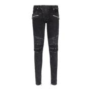 Slim-fit denim jeans met geribbelde details Balmain , Black , Heren
