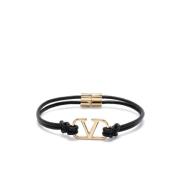 Zwart Leren VLogo Signature Armband Valentino Garavani , Black , Heren