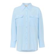 Boxy Shirt Bluser Clear Sky Melange My Essential Wardrobe , Blue , Dam...
