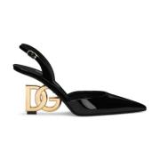 Zwarte Hak Slingback Cross Schoenen Dolce & Gabbana , Black , Dames