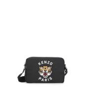 Zwarte Schoudertas met Geborduurd Logo Kenzo , Black , Heren