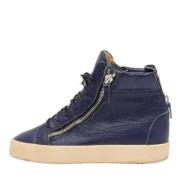 Pre-owned Leather sneakers Giuseppe Zanotti Pre-owned , Blue , Dames