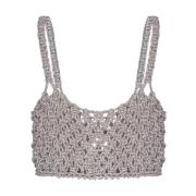 Handgeweven Diamanten Top met Edelstenen Hibourama , Gray , Dames