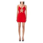 Star Cut Mini Jurk Area , Red , Dames