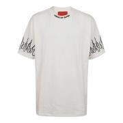 Zwarte Vlammen Wit T-Shirt Vision OF Super , White , Heren